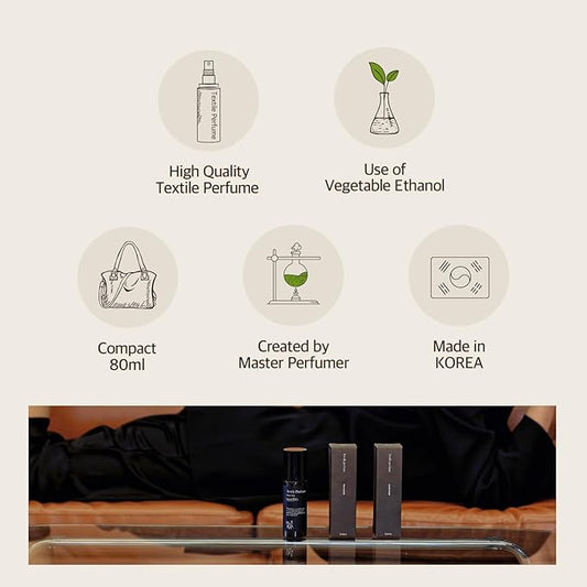 hetras Textile Perfume | Hug Soap - Cozy & Clean Scent | Long-Lasting Subtle Fragrance Wrinkle Release Spray | Travel-Size Linen Freshener | Made with Natural Essential Oils, 2.7 fl. oz.