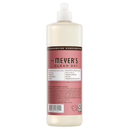 MRS. MEYER'S CLEAN DAY Liquid Dish Soap, Rosemary Scent, 16 Ounce Bottle, Pack of 3