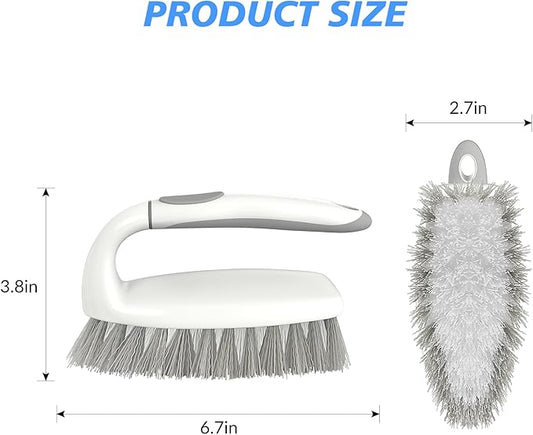 SetSail Heavy Duty Scrub Brush, Stiff Bristles Cleaning Brush with Non Slip Handle Shower Scrubber for Bathroom Kitchen Bathtub Tile Sink, 2 Pack(Grey White)
