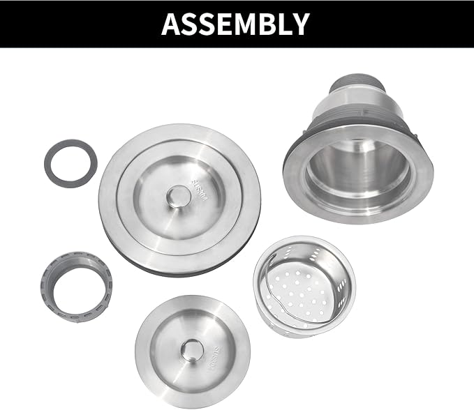 Sink Strainer Kitchen Sink Drain Assembly Kit 3-1/2 Inch with Kitchen Sink Drain Basket,304 Stainless Steel Sink Stopper & Cover Lidļ¼Stainless Steel Brushed