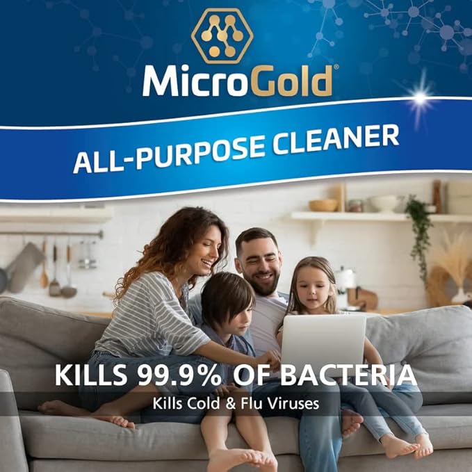 MicroGold All-Purpose Cleaner Spray Kills 99.9% of Bacteria and Viruses Bleach Free for Use in Kitchens and Bathrooms, 24 Fluid Ounces, 2 Pack