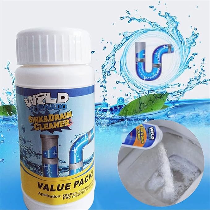 Wild Tornado Pipe Dredging Deodorizer openers Powerful Pipe Dredging Agent Powerful Sink Drain Cleaner for Kitchen Sewer Toilet Brush Closestool Clogging Cleaning Tools (2-Pcs)