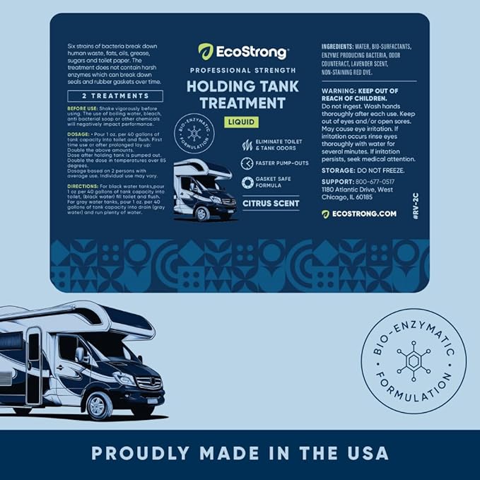 Eco Strong RV Toilet Treatment | RV Black Tank Treatment | RV Holding Tank Digestor, Odor Eliminator, and Cleaner | Perfect for Campers, RVs, Boats, 16 Treatments, Citrus
