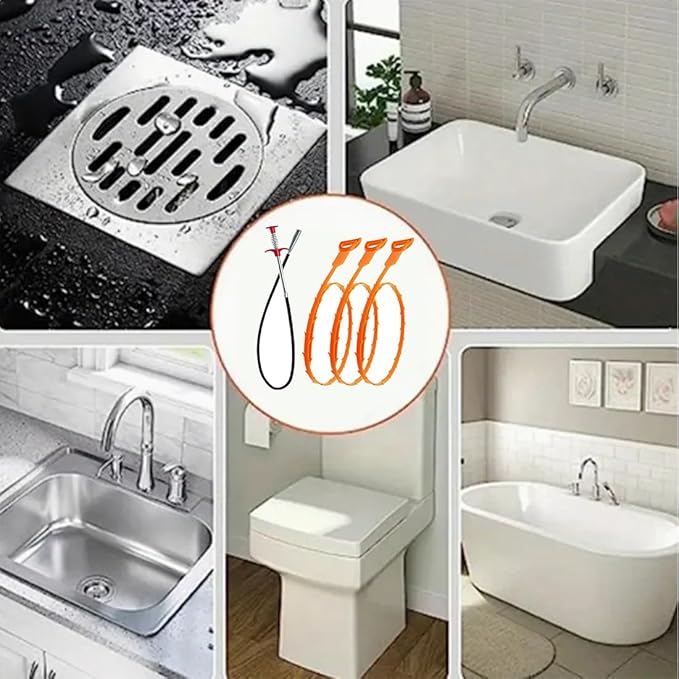 Drain Clog Remover Drain Snake Hair Unclogger Tool Set Flexible Grabber Claw Pipe Cleaning Tool for Kitchen Sink Sewer Bathroom Tub Toilet 4 PCS