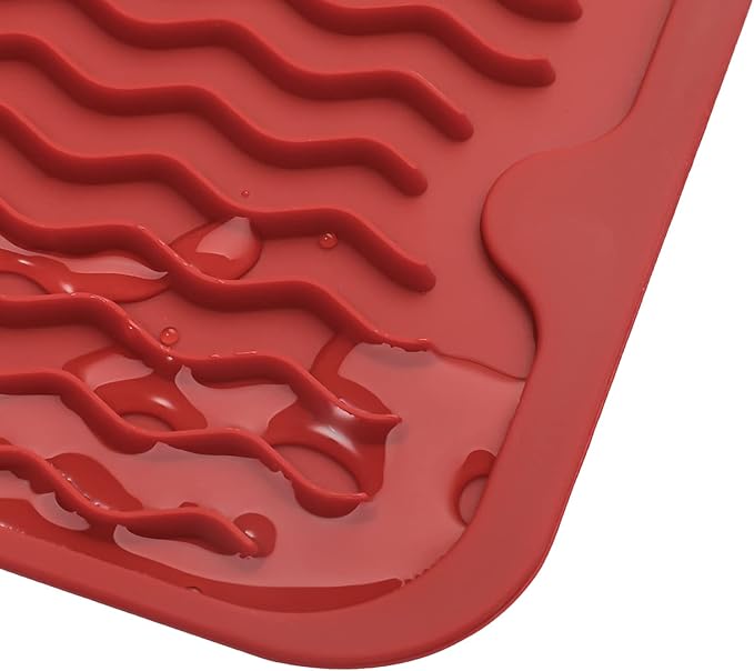 MicoYang Silicone Dish Drying Mat for Multiple Usage,Easy clean,Eco-friendly,Heat-resistant Silicone Mat for Kitchen Counter or Sink,Refrigerator or Drawer Liner Red S 12 inches x 6 inches