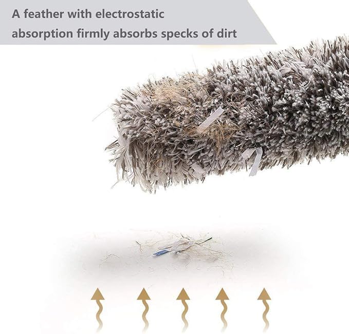 Microfiber Feather Duster with Extendable Pole, 30-100 inches Extra Long Cobweb Duster for Cleaning, Bendable Head, Non-Scratch, Washable Duster for Ceiling, Fan, Furniture Gray