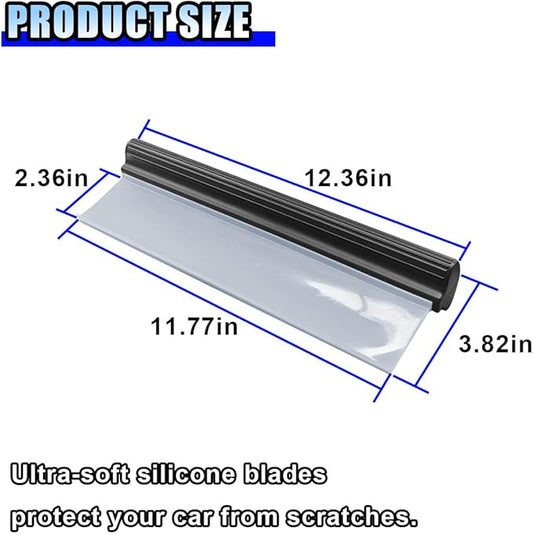2PCS Automotive Squeegee, 12 Inch T-Bar Water Blade Squeegee for Drying, Flexible Silicone Car Water Wiper, Car Water Squeegee Fits Windshield, Glass, Mirror, Bathroom, Window (12inch)
