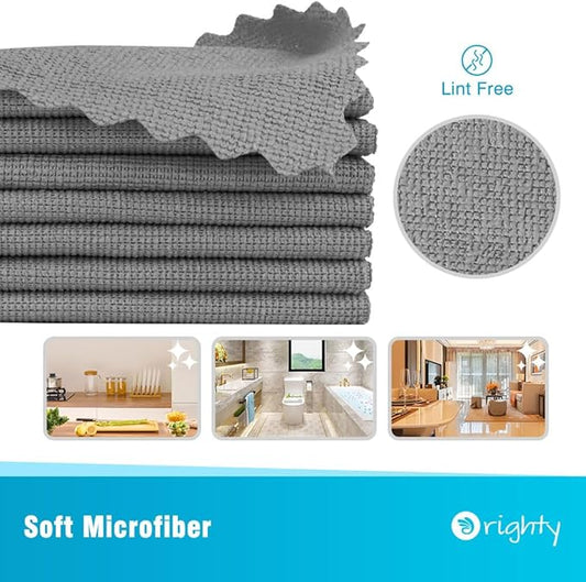 Orighty Microfiber Cleaning Cloth, 5 Pack Highly Absorbent Cleaning Rags, Household Cleaning Supplies, Reusable Lint Free Cloths Microfiber Rag for House, Kitchen, Car Care, 12x11 inch, Grey