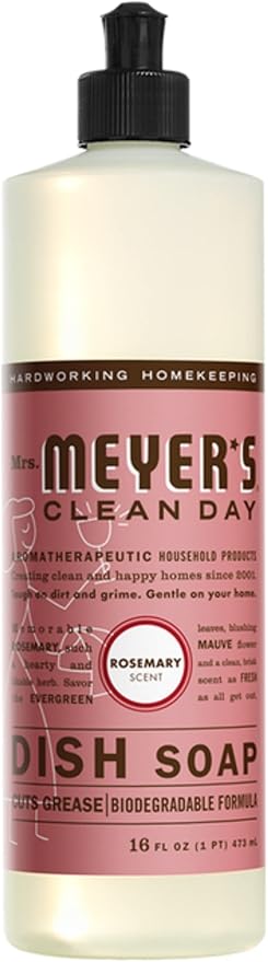 Mrs. MEYER'S Liquid Dish Soap 6 Scent Bundle, 1 Lemon Verbena, 1 Lavender, 1 Basil, 1 Honeysuckle, 1 Peony, 1 Rosemary, 16 FL OZ Each (Variety Pack)