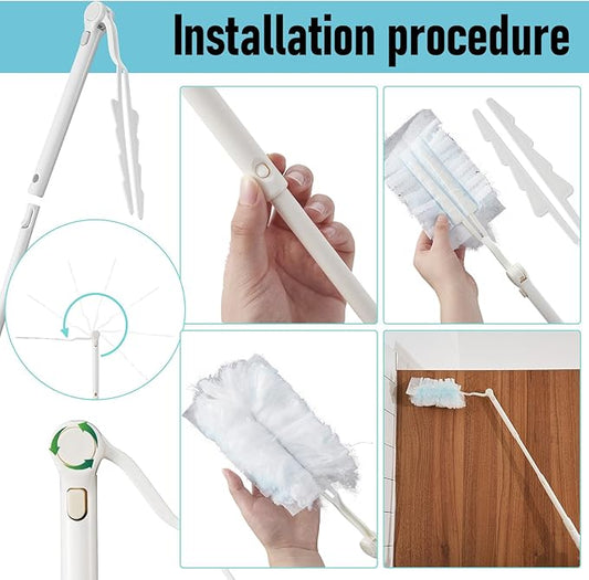Colingmill 12 Pcs 3 ft Replacement Handles Compatible with Duster Refills, Extendable Long Extended Handle Only, Adjustable Length for Ceiling Fans, Blinds, Shelves, Windows (White)