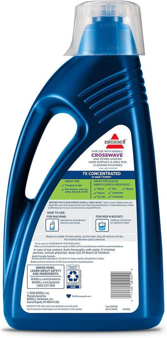 Bissell Multi-Surface Pet with Citrus, 3444G, 80oz, Safe on Sealed Hard Floors and Area Rugs, Removes tough pet messes and elimantes odors, Lemon Eucalyptus Essential Oils