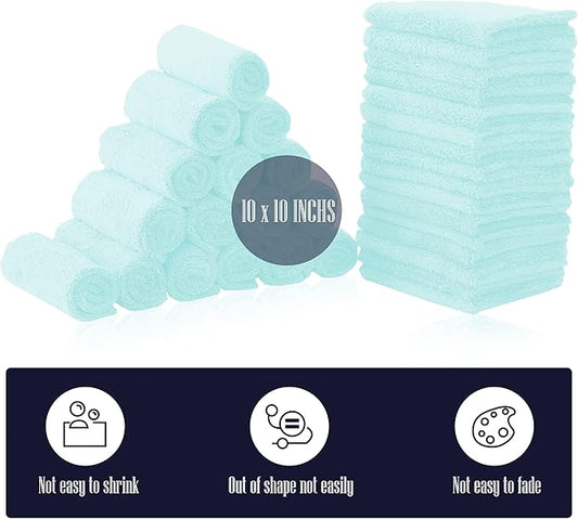 32 Pack Baby Washcloths - Coral Fleece - Absorbent and Soft Wash Clothes for Newborns, Infants and Toddlers Baby boy and Girl - Suitable for Sensitive Skin and New Born - Frozen Blue, 10x10 Inch