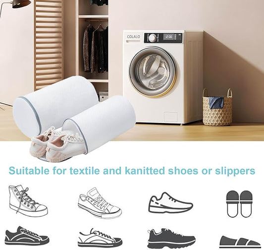 Big Shoes Wash Bags,Sneaker Mesh Washing Bag,Shoe Cleaning Laundry Bag,Gray Zipper,125 Honeycomb Fabric,Large Size,Pack of 4 for Gym Shoes,Sneaker,Slipper(4Shoe Bags 15x7x7in)
