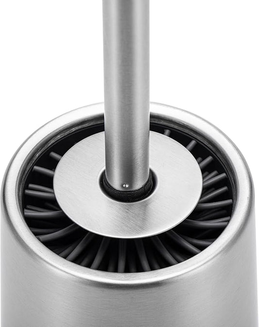 SUS304 Stainless Steel Toilet Brush and Holder Silicone Bathroom Brush TPE Brush Head Toilet Cleaner for Bowl Bathroom Cleaning Brush Caddy Cepillo de Baño Brushed Silver