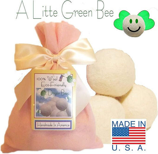 Three Eco-Friendly 100% Wool Dryer Balls - Handmade in America, Natural and Unscented