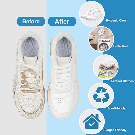 Shoe Washing Machine Bag: Laundry Shoe Bag for Washer and Dryer - 2pc Reusable Shoe Cleaning Bag for Sneaker Tennis Shoes Unstain Cleaner Kit (Yellow 2pcs)