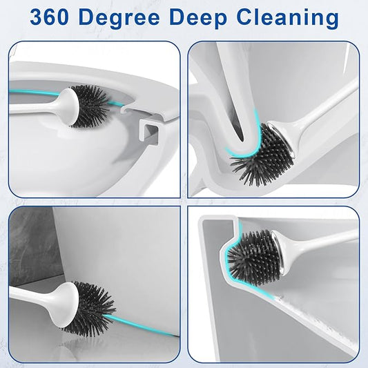Electric Toilet Brush,Silicone Toilet Brush,Toilet Brush,Toilet Bowl Brush and Holder Set with Ventilated Holder,with 1 Crevice Cleaning Brushes