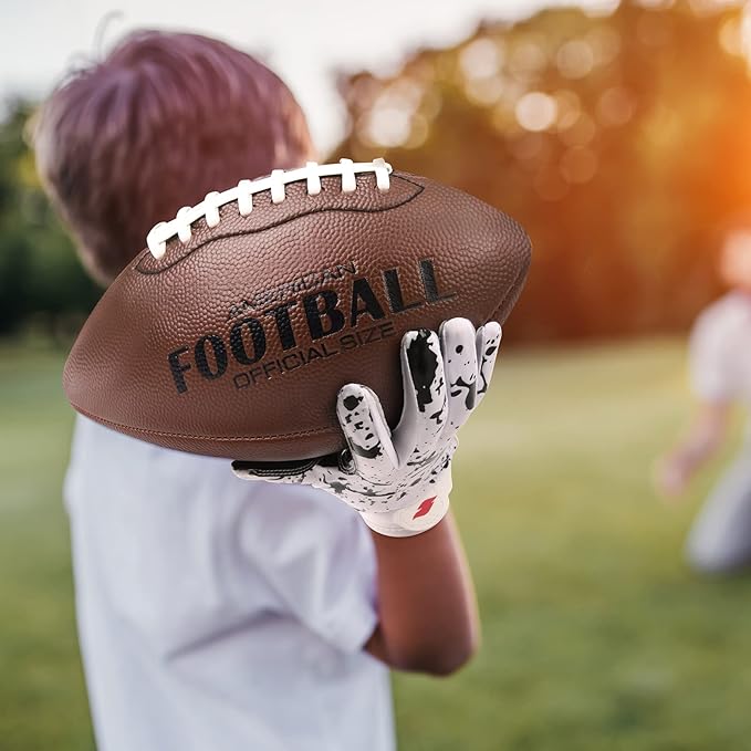 Kids Football Gloves Youth Enhanced Grip Silicone Wide Receiver Gloves