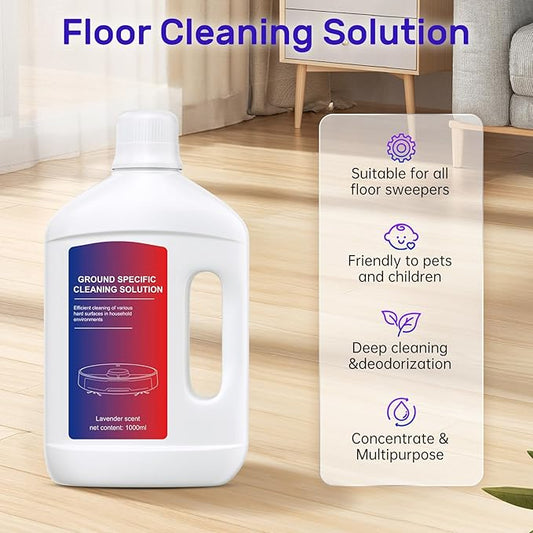 Lavender Floor Cleaning Solution 1L Compatible with Dreame Wet & Dry Vacuum and Robot, Residue & Streak Free,Suitable for All Robot Vacuum Cleaners and Wireless Wet Dry Dual-Use Vacuum Cleaners