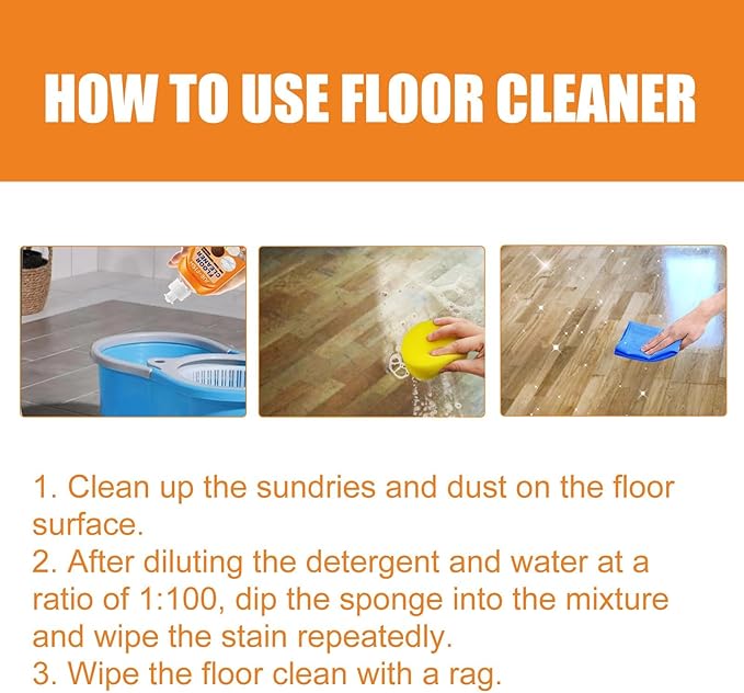 Floor Cleaner, Multipurpose Floor Cleaner Liquid, Glossy Clean Floor Cleaners, Powerful Decontamination, Household High-Performance Cleaner for Wood, Tile (2sets)