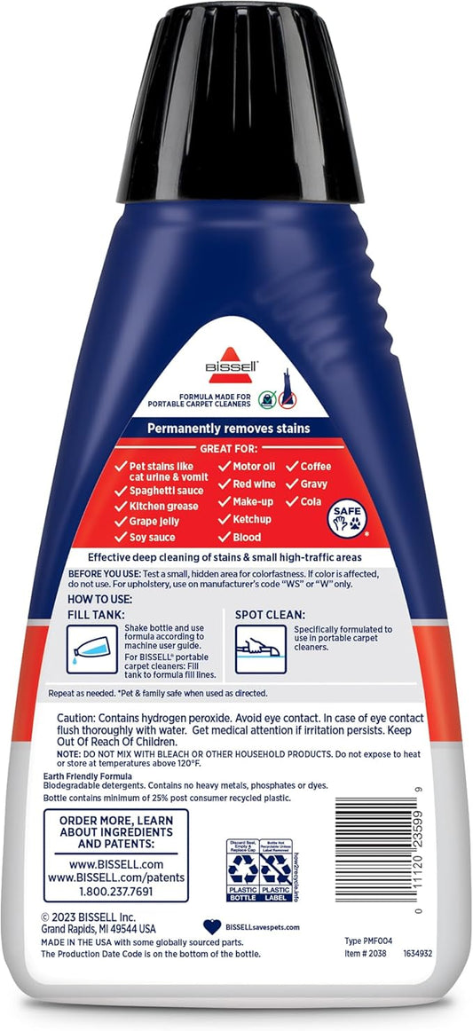 Bissell Professional Spot and Stain + Oxy Portable Machine Formula, 32 oz, Single, 32 Fl Oz