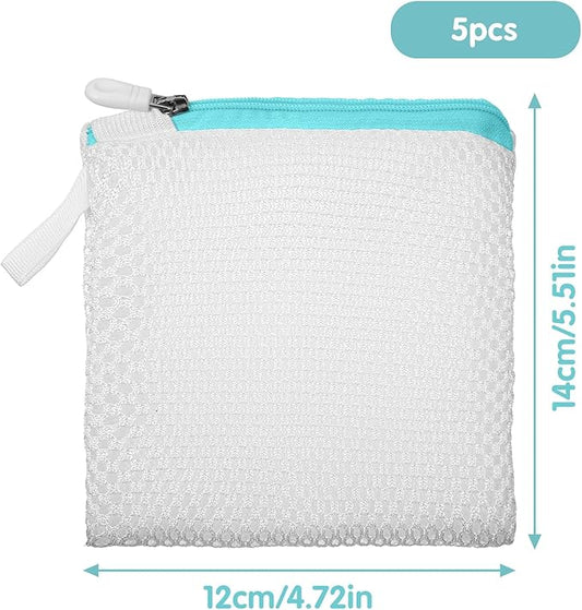 5 Pcs Small Mesh Laundry Bag Mini Lingerie Bags 5.5 x 4.7 Inch for Washing Delicates With Zipper for Socks, Bra, Underwear, Travel Clothing Storage