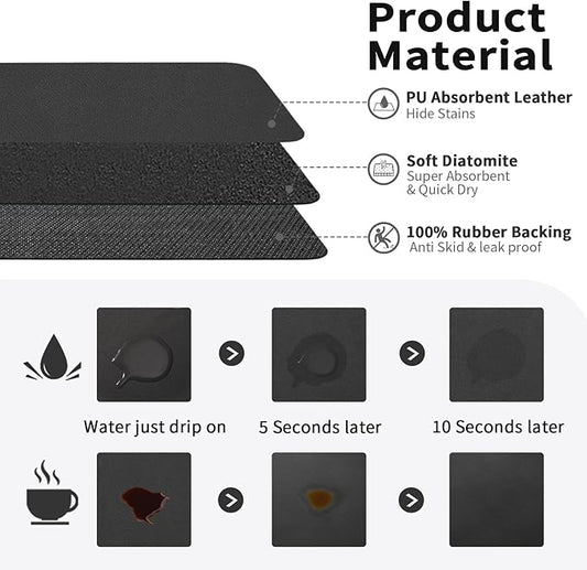 HotLive Coffee Mat - Absorbent Hide Stain Rubber Backed Dish Drying Mat for Kitchen Counter - Bar Mats for Countertops Accessories Fit Under Coffee Maker Espresso Machine