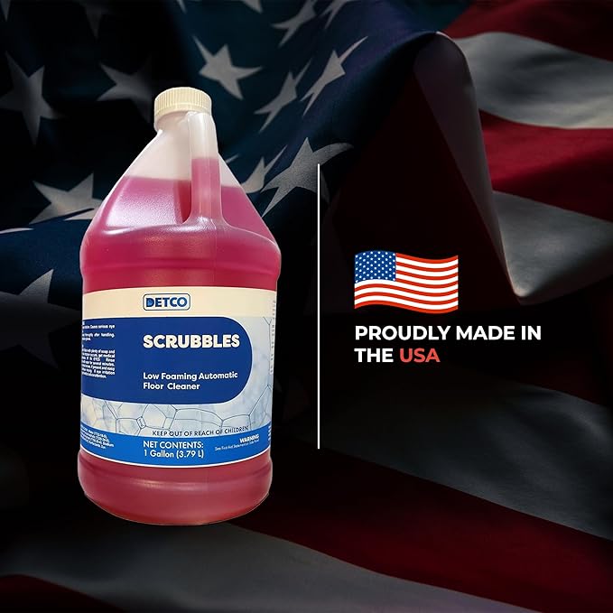 Scrubbles Low Foaming Automatic Floor Cleaner, Industrial Strength Concentrate - Deep Cleaning Solution for Concrete Floors, 2oz Per Gallon of Hot Water, 1 Gallon, Case of 4