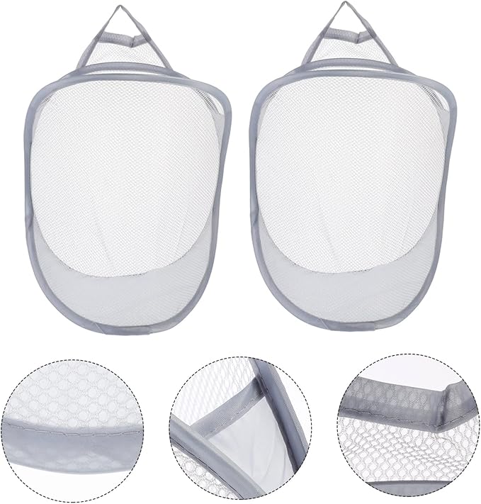 Cabilock 2pcs Wall-mounted Folding Laundry Storage Baskets Breathable Organizer for Clothes and Sundries Space-saving Design for Home Bathroom Bedroom Dorm Use