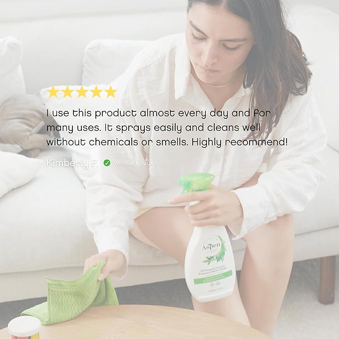 AspenClean | All-Purpose Spray Cleaner | Streak-Free Multi-Surface Cleaner with Essential Oils | Non - Toxic | 100% Natural | EWG Verified | Pack of 2