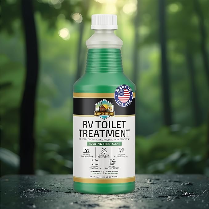 Cabin Obsession RV Toilet Treatment (32 oz) - 2x Ultra Concentrated Liquid RV Black Tank Treatment, Mountain Fresh Scent, 32 Treatments