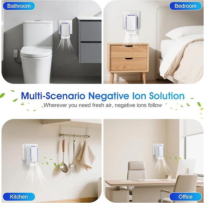 4Pack Plug In Air Ionizers for Home,Negative Ion Air Purifier -Plug In Air Freshener for Home, Office, Bathroom and Living Room,Portable Ion Air Purifiers Odor,Pets Smell (4)