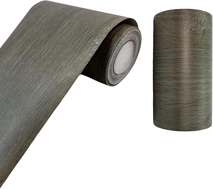 Teemall 10M Wood Grain Removable PVC Waterproof Border Wall Decor Self Adhesive Kitchen Bathroom Tiles Sticker Wallpaper Mirror Frame Sticker (Gray)