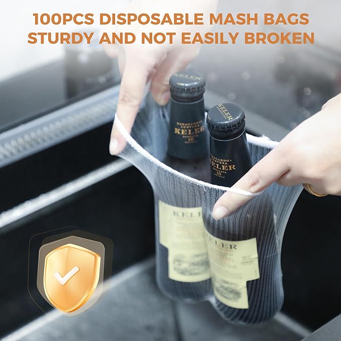 Kitchen Sink Strainer with Filter Mesh Bag, Suction Cup Food Waste Filter Basket, Foldable Washing Vegetables and Fruits Drying Bag Holder (Black Sink Strainer+100pcs Mesh Bag)