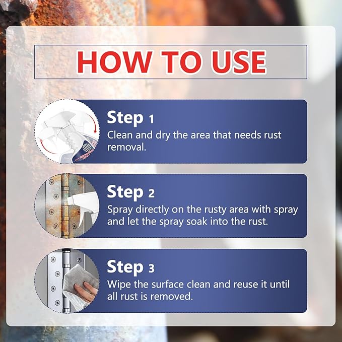 Heavy Duty Rust Removal for Metal,Multipurpose Rust Remover Spray,Stainless Steel Rust Remover Cleaner,Powerful Steel Rust Removal,Rust Converter for Various Metals Furniture