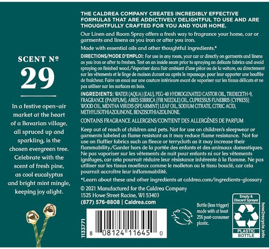 Caldrea Linen and Room Spray Air Freshener, Made with Essential Oils, Plant Derived Ingredients, Juniper Laurel Mint Scent, 16 oz