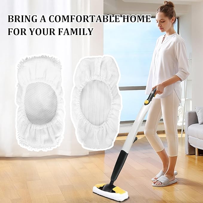 Steam Mop Pads Replacement Compatible with Oreck Steam Mop STEAM100 / STEAM100LRH, Washable Reusable Steam Mop Covers Bonnets for Hardwood Floor Cleaning (4 Pack)