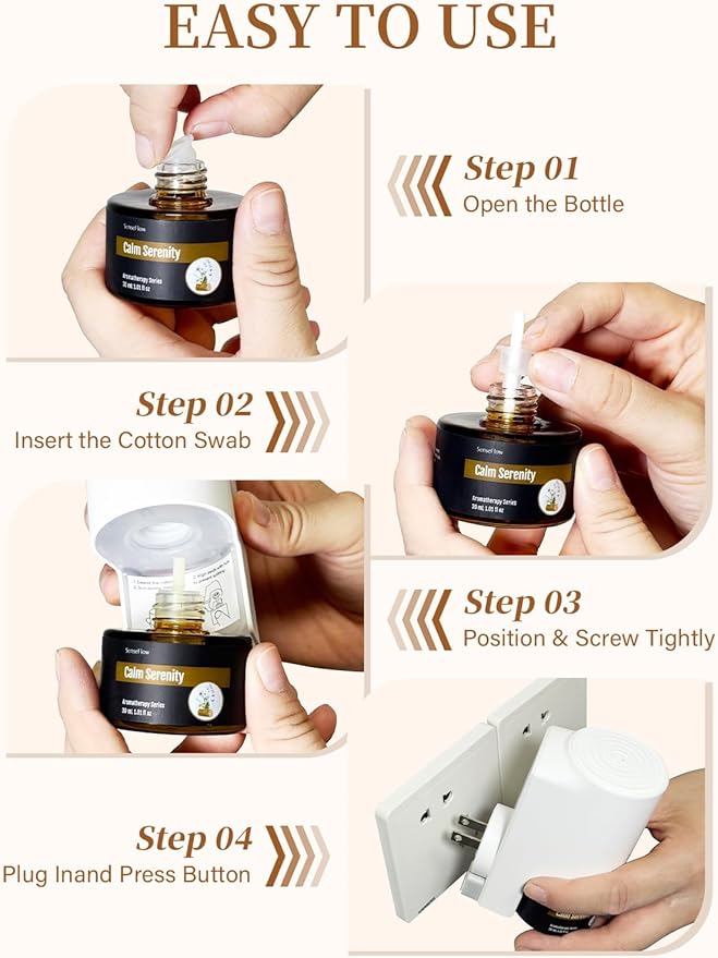 Essential Oil Diffuser for Home, Waterless Aromatherapy Diffuser SF101, Plug in Room Scent with 120-Day Natural Aroma, Covers 1000 Sq Ft – Free 30ml Lychee Rosewood