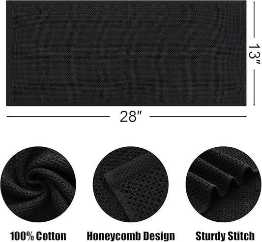 Kitinjoy 100% Cotton Waffle Weave Kitchen Hand Towels (13 X 28 Inches, Black), 12-Pack Super Soft and Absorbent Dish Towel for Drying Dishes