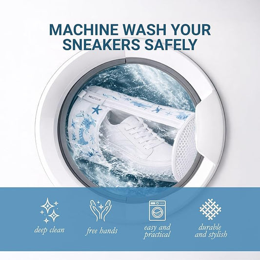 Bluehome Shoe Washing Machine Bags (2-Pack) – Protective Mesh Laundry Bags for Shoes, Includes Sneaker Brush