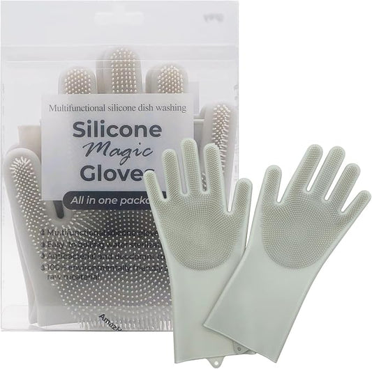 Silicone Magic Gloves: Ultimate Cleaning Gloves for Dishwashing, Kitchen, Pet, and Car - Heat & Cold Resistant, Non-Slip, Reusable - Eco-Friendly Scrubbing Gloves for Household Cleaning Food Grade