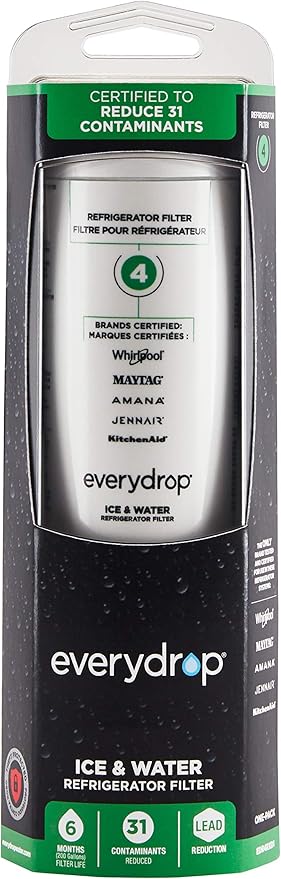 everydrop by Whirlpool Ice and Water Refrigerator Filter 4, EDR4RXD1, Single-Pack & Affresh Garbage Disposal Cleaner, Removes Odor-Causing Residues, 3 Tablets