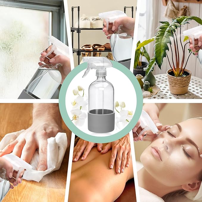Maredash 16oz Glass Spray Bottles,Empty Reusable Spray Bottles,Glass Spray Bottles for Cleaning,Refillable Containers with Spray Nozzles for Cleaning,Window Cleaner,Hair Care,Flowers12 Pack