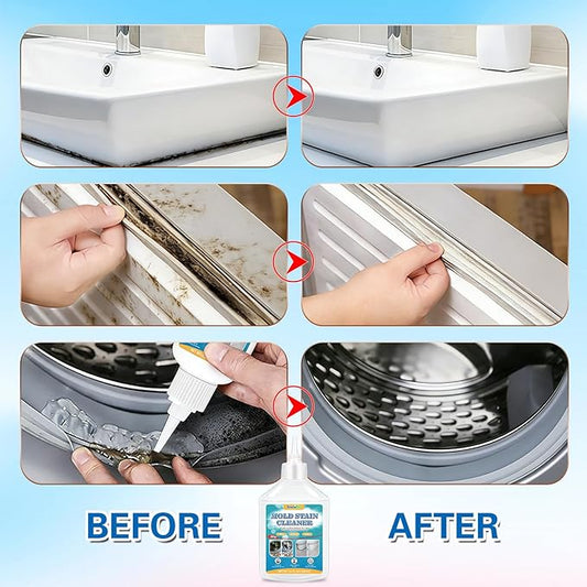 Mold Stain Home Remover Gel,16.9 Fl Oz Heavy-Duty Household Cleaner for Washing Machine Gasket,Grout Caulk, Bathroom,Bathtub,Refrigerator Strips,Front Load Washer Gasket, Grout Cleaner,Toilet gap