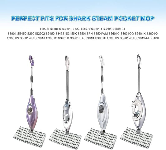 3 Pack Steam Mop Replacement Pads for Shark Steam Mops S3500 Series S3501 S3601 S3550 S3901 SE450 S3801CO S3601D S2901 S2902 Shark Steam Pocket Mop, Reusable Heavy Scrub Steam Mop Pads to Floor Clean