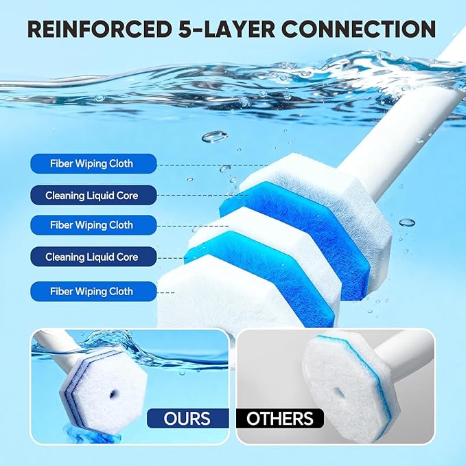 60 Count Toilet Bowl Wand Refills for Clorox,Disposable Toilet Bowl Cleaner Refill Pads for Most Toilet System,Disposable Toilet Brush refills for Bathroom Cleaning