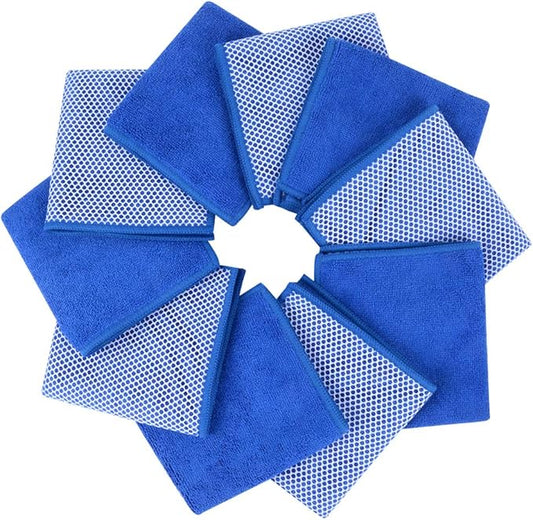 SINLAND Microfiber Dish Cloth for Washing Dishes Dish Rags Best Kitchen Cloths Cleaning Cloths Poly Scour Side 12Inchx12Inch 20Pack, Dark Blue