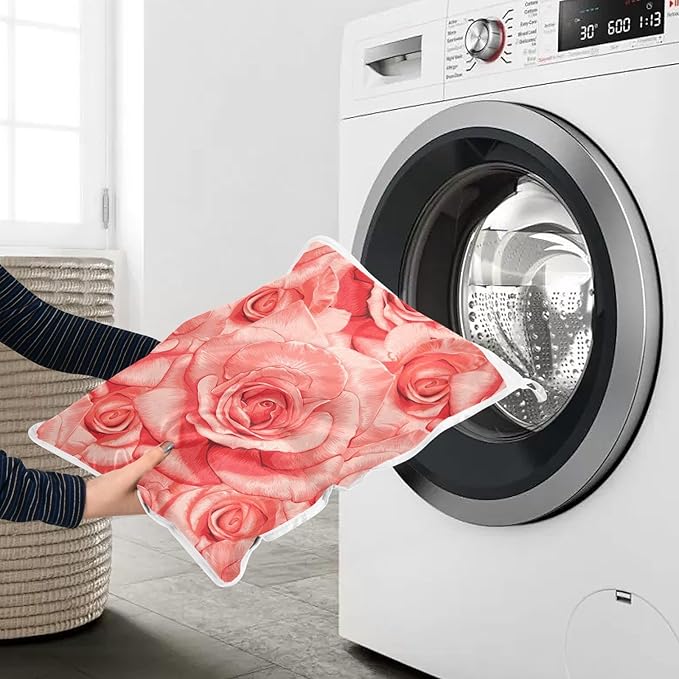 Mesh Laundry Bags Lingerie Bags for Washing Delicates 2 PCS Wash Bag with Zipper Small and Medium Washable Red Roses