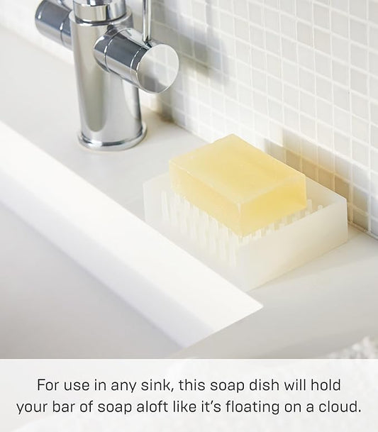 Yamazaki Home Float Self Draining Soap Tray - Floating Holder Dish for Sink - Silicone