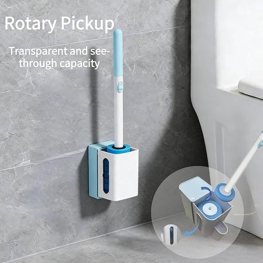Disposable Toilet Brush with 16 Wand Cleaner Refills Pads,Wall Mounted Toilet Bowl Holder Set,Toilet Cleaning System Starter Kit,Bathroom Cleaning System for Sink Bathtub Wash Basin